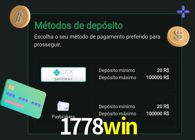 O cassino 1778win oferece uma grande variedade de métodos de pagamento